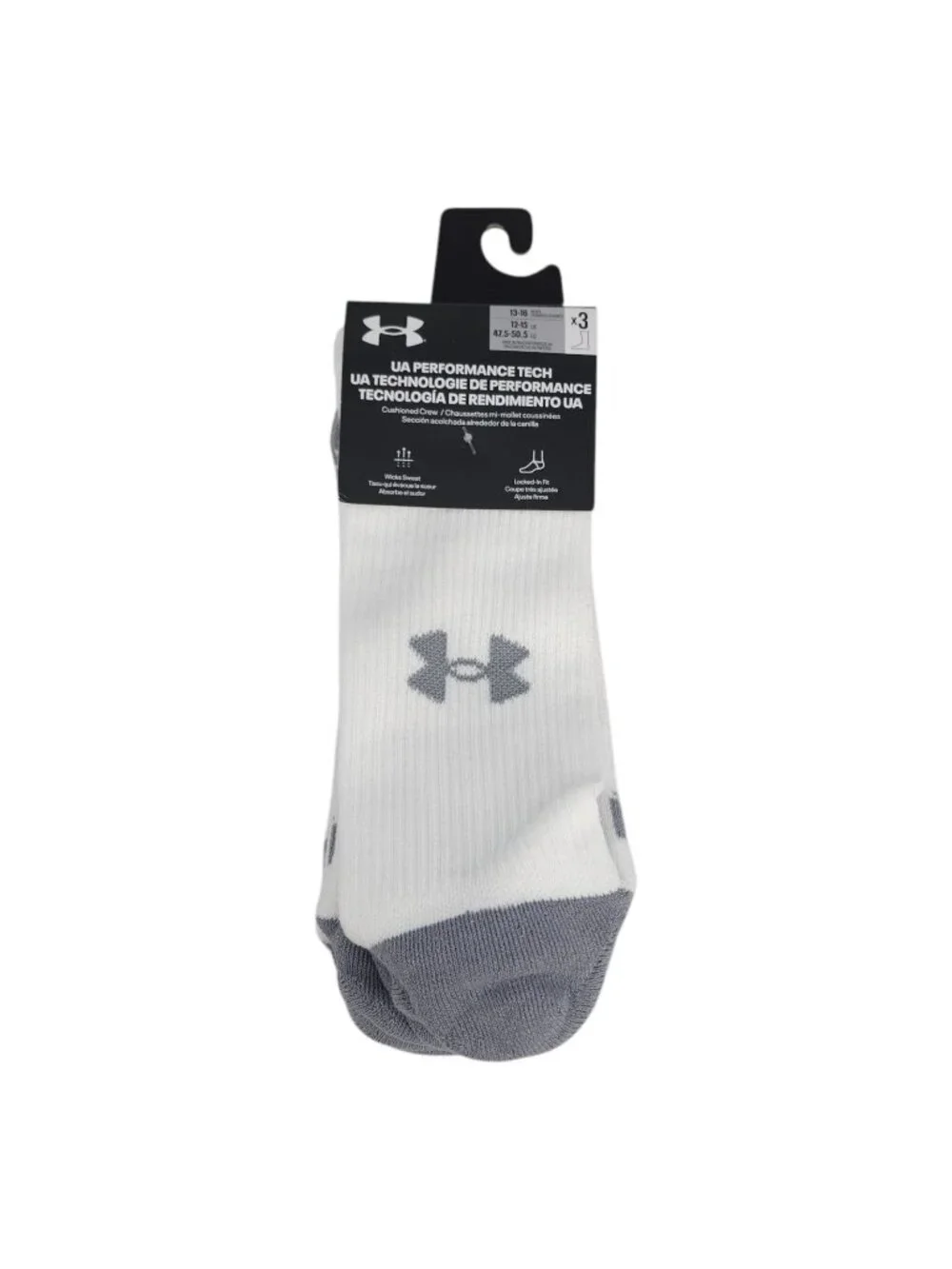 Under Armour Performance Tech Crew Socks 3 Pack Athletic Mens Size XL Shoe 13-16